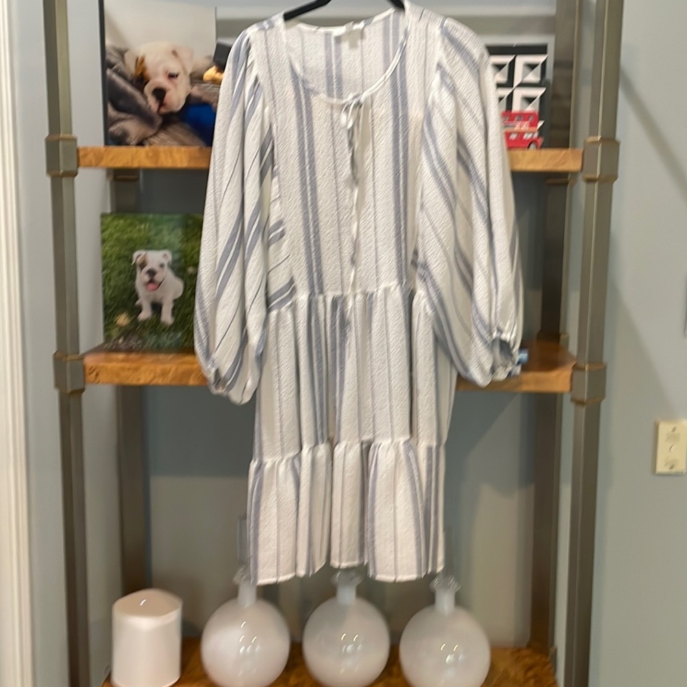 Blu pepper blue and white striped dress